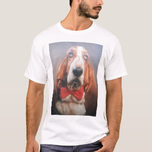 T-Shirt Basset Hound Red Bow-Stropdas