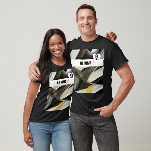 T-shirt Be KIND Trend AbstractArt Zwart Wit Goud (Unisex)