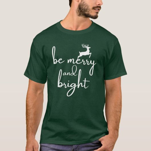 T-Shirt : be merry and bright (green) (Voorkant)