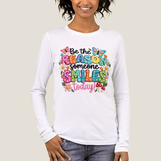T-Shirt-Be the Reason Someone Smiles Today Tri-Blend Shirt (Voorkant volledig)