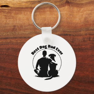T-shirt 'Beste hond papa ooit' man en hond silhoue Sleutelhanger