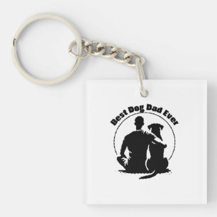 T-shirt 'Beste hondenvader ooit' man en hond silho Sleutelhanger