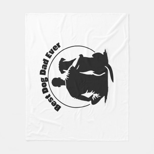 T-shirt 'Beste hondenvader ooit' met silhouet van Fleece Deken (Voorkant)