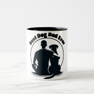 T-shirt 'Beste hondenvader ooit' Silhouet van man Tweekleurige Koffiemok