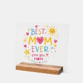 T-shirt 'Beste moeder ooit' Acryl Bord (Hoek)