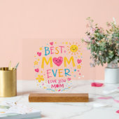 T-shirt 'Beste moeder ooit' Acryl Bord (Huwelijk)