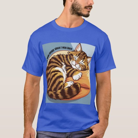 T-shirt blauwe kat patterned (Voorkant)
