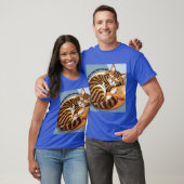 T-shirt blauwe kat patterned (Unisex)