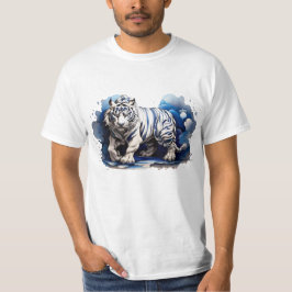 T-Shirt Blauwe Tijger op wolken Ontwerp Angry Stal
