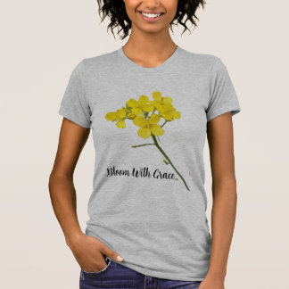 T-Shirt "Bloei met Grace: Mosterd Bloem Design T