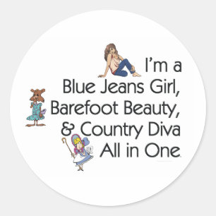 T-SHIRT Blue Jeans Girl Ronde Sticker