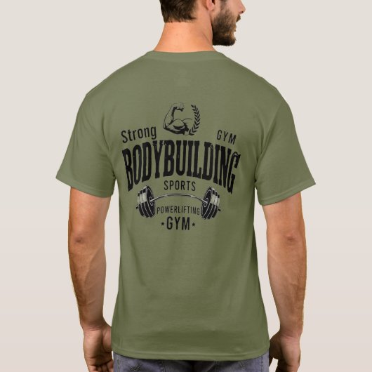 T-shirt body building kaki (Achterkant)