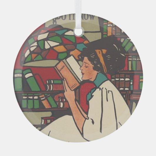 T-SHIRT Book Worm Glass Ornament (Voorkant)