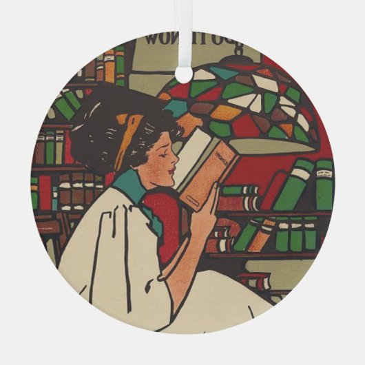 T-SHIRT Book Worm Glass Ornament (Achterkant)