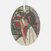 T-SHIRT Book Worm Glass Ornament (Voorkant links)