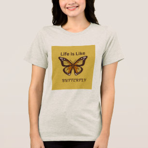 T-shirt Bruin Retro Vlinder Design