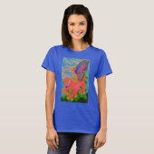 T-Shirt Butterfly Blue, vlinderbloemen (Voorkant volledig)