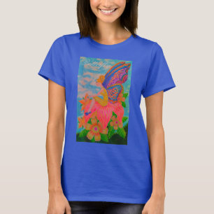 T-Shirt Butterfly Blue, vlinderbloemen