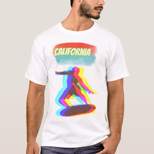 T- Shirt california, cooler surfer (Voorkant)