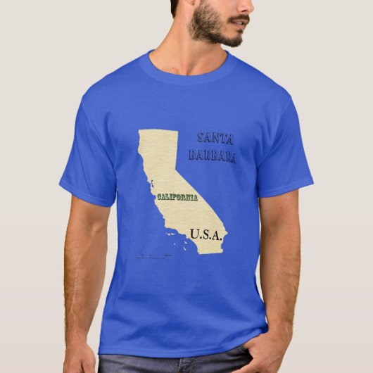 T-Shirt - Californische kaart met plaatsnaam (Voorkant)