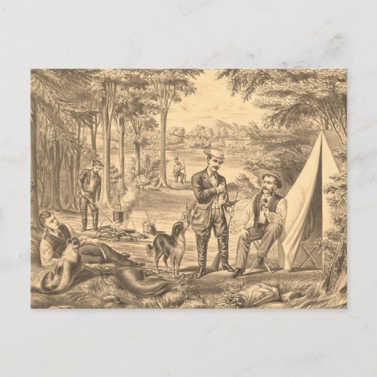 T-SHIRT Camping Old School Briefkaart (Voorkant)