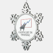 T-SHIRT Capitalist bij training Tin Sneeuwvlok Ornament (Rechts)