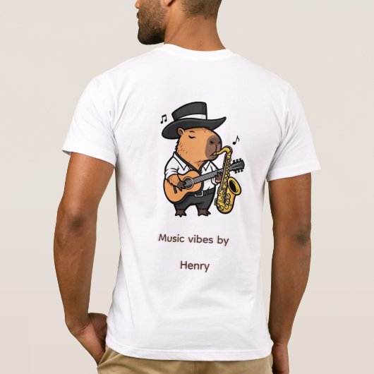 T-Shirt – Capybara Music Mood (Achterkant)