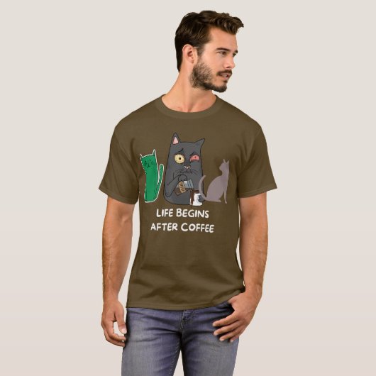 T-shirt cat afbeeldingen voor koffieliefhebbers br (Voorkant volledig)