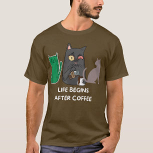 T-shirt cat afbeeldingen voor koffieliefhebbers br