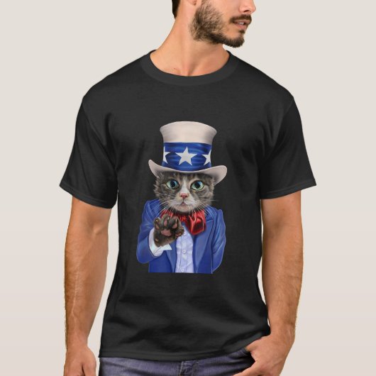T Shirt Cat Impersonate oom Sam Join US Army Rec (Voorkant)
