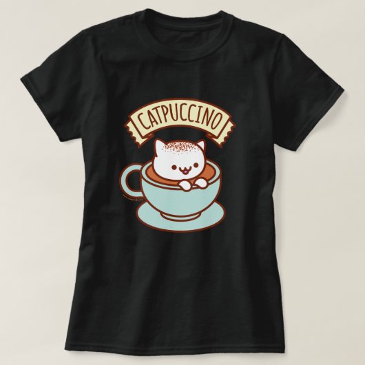 T-Shirt, "CATPUCCINO", voor dames T-shirt (Design voorkant)