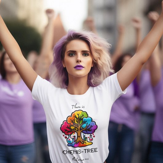 T-shirt CHEMIS-TREE rainbow 80 s tree blanco