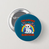 T-shirt Chlamydia Overlever Sarcasisch Witte Kitte Ronde Button 5,7 Cm (Voorkant /achterkant)