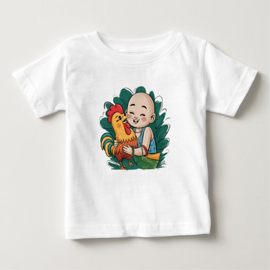 T-shirt | Chloe Baby omhelst de haan (Voorkant)
