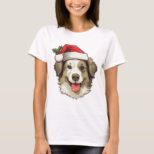 T-shirt - Christmas Border Collie Wheaton (Voorkant)