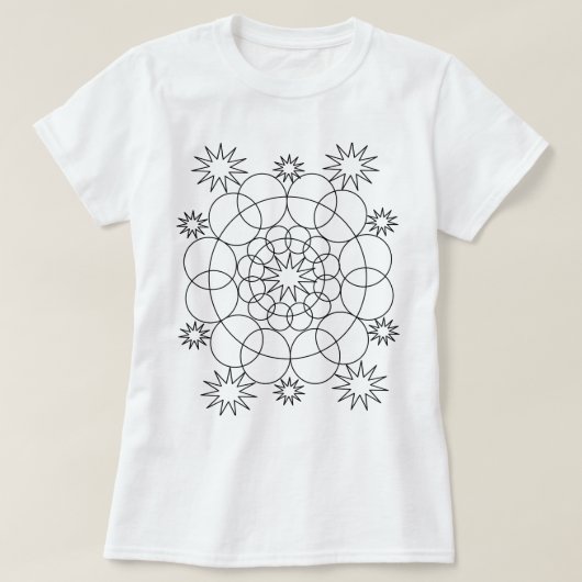 T-shirt - Cirkels en sterren Mandala naar kleur (Design voorkant)