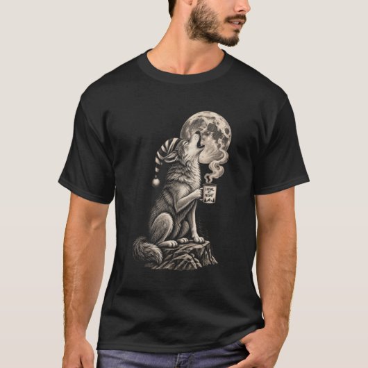 T-shirt 'Coffee Wolf & Full Moon' (Voorkant)