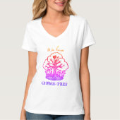 T-shirt col V CHEMIS-TREE, afgewerkte boom zon (Voorkant)