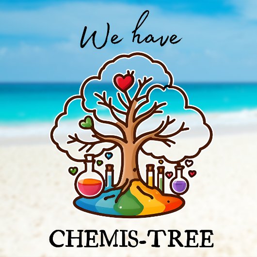 T-shirt col V CHEMIS-TREE rainbow met achtergrondm