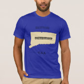 T-shirt - Connecticut-kaart met stad (Voorkant)