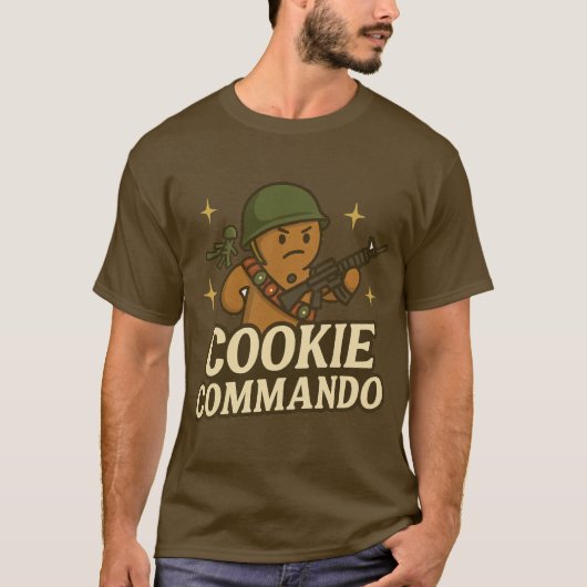 T-Shirt Cookie Commando – Groene Helm Editie (Voorkant)