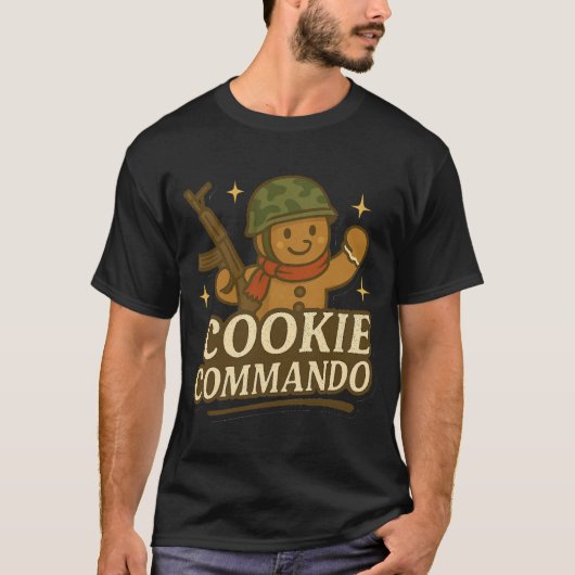 T-Shirt Cookie Commando – Winter Camo Sjaal Editie (Voorkant)