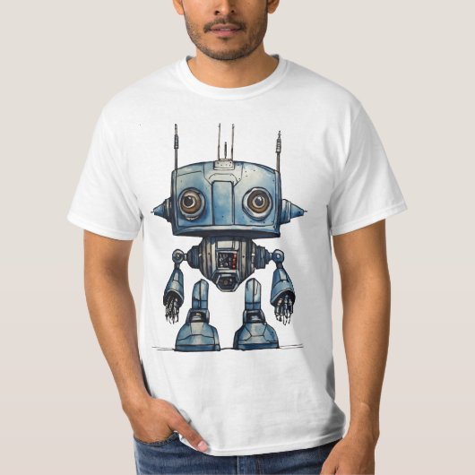 T-shirt Cosmic Whimsy: Sci Fi robotontwerp (Voorkant)