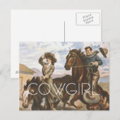 T-SHIRT Cowgirl Old School Briefkaart (Voorkant / Achterkant)