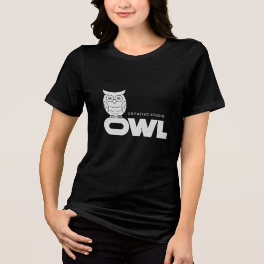 T-shirt Creative Studio Owl - Minimalistische Witt (Voorkant)