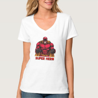 T-shirt "Crimson Defender Women's V-Neck Superher