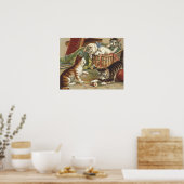 T-SHIRT Curieuze kat Poster (Keuken)