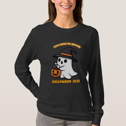 T-Shirt Cute Spook | Minimalist Kawaii Ghost Hallo (Voorkant)
