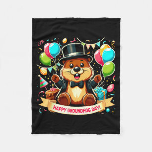 T-shirt Dag van de marmot Gelukkige dagen van de m Fleece Deken
