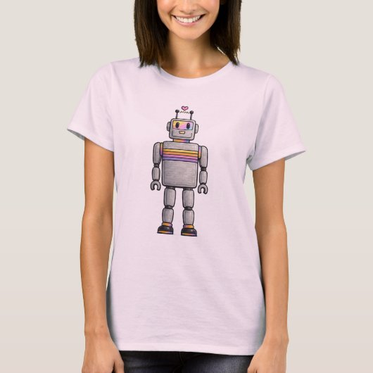 T-Shirt Damen mit Roboter (Voorkant)